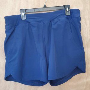 Navy Lands' End 5 Inch Quick Dry Elastic Waist Board Shorts Swim Cover-up Short